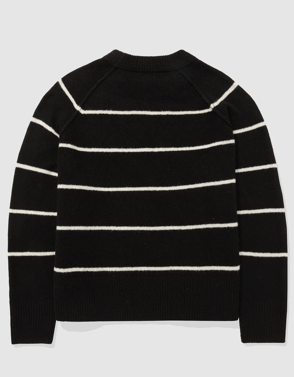 Suéter cuello redondo de Rayas Mujer Aerie - Negro