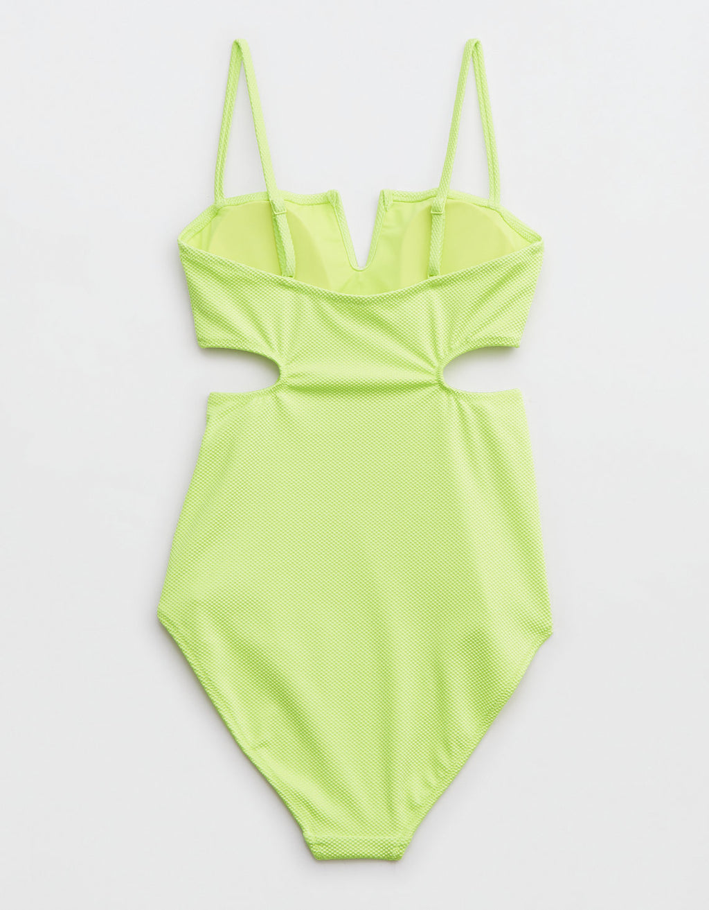 Traje de baño Aerie de una pieza con corte en V en tela piqué brillante - Generico 0751_4753_322_b