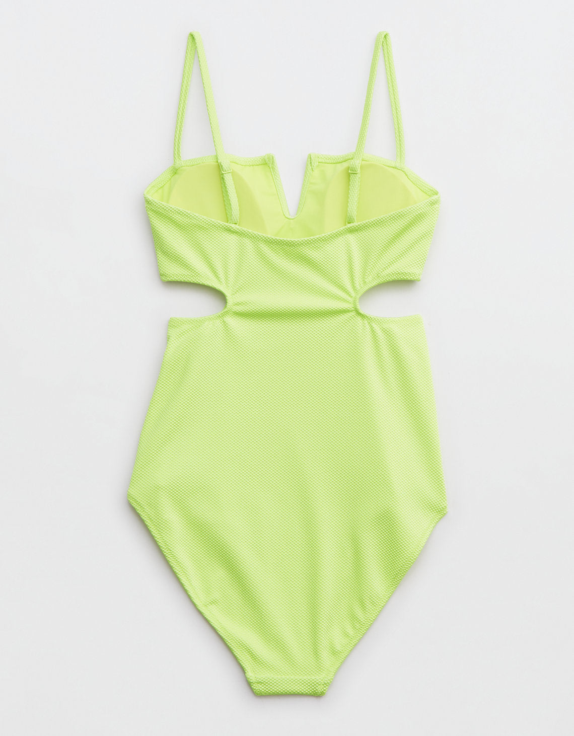 Traje de baño Aerie de una pieza con corte en V en tela piqué brillante - Generico 0751_4753_322_b