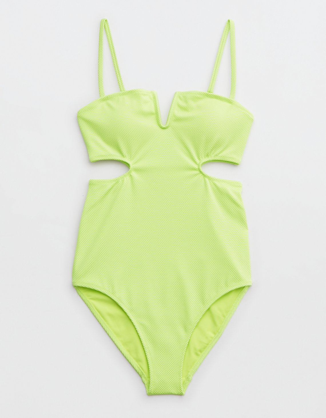 Traje de baño Aerie de una pieza con corte en V en tela piqué brillante - Generico 0751_4753_322_f