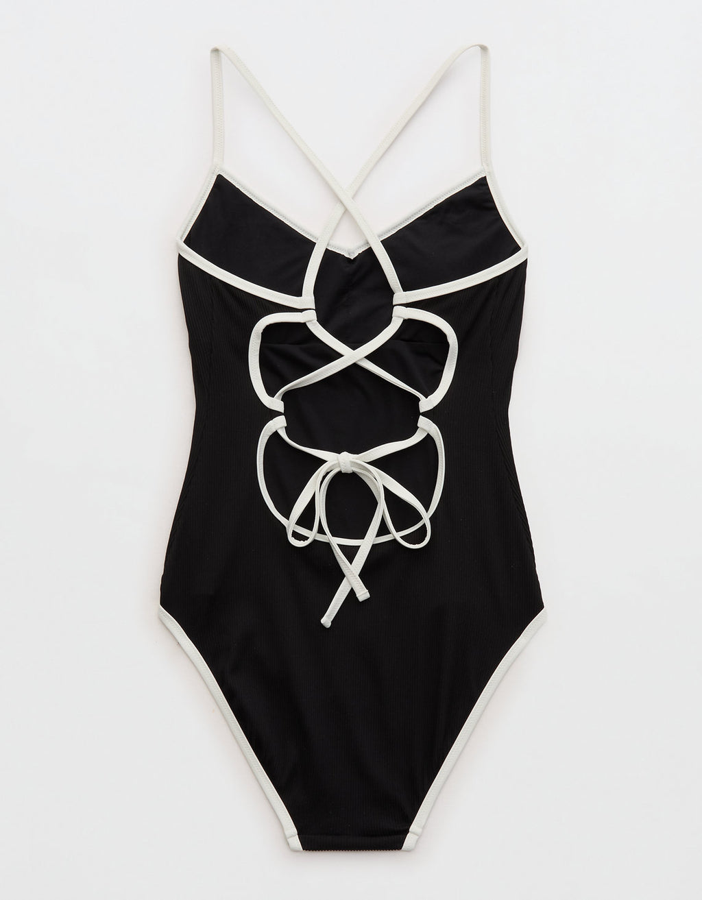Enterizo de Baño con Tirantes y Full Cobertura By Aerie - Negro 0751_6309_073_b