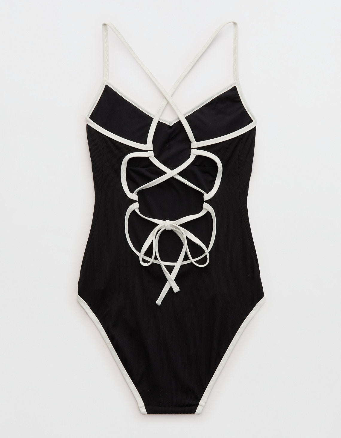 Enterizo de Baño con Tirantes y Full Cobertura By Aerie - Negro 0751_6309_073_b