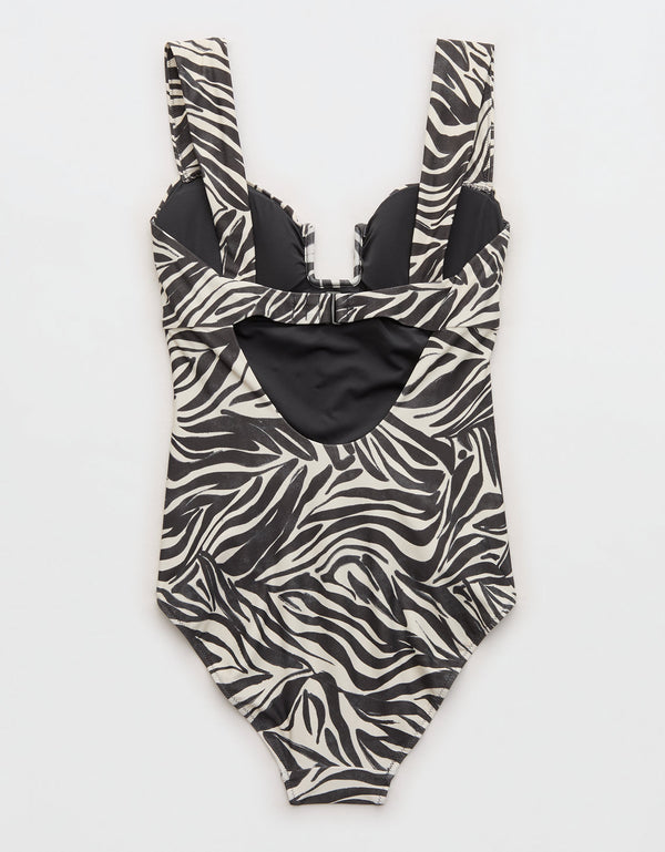 Bañador de una pieza Aerie Bandeau de cobertura total - Gris