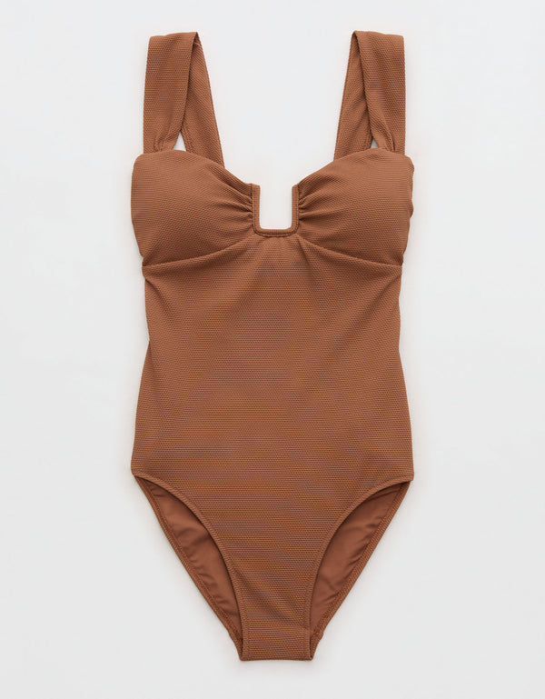 Traje de baño entero con cobertura total estilo bandeau de Aerie Piqué - Generico