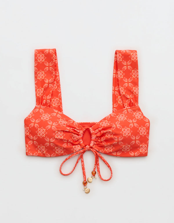 Top de Bikini Aerie con Escote de Ojal. - Naranja