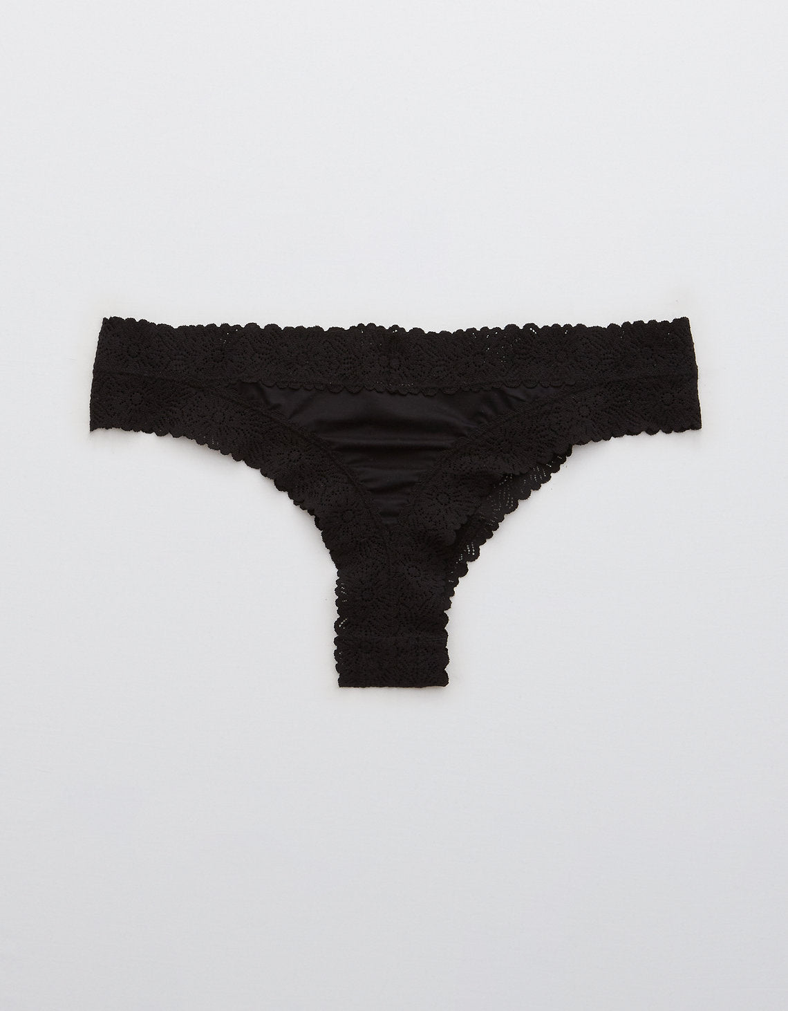 Tanga con encaje de mujer Aerie - Negro 0772_7540_073_b