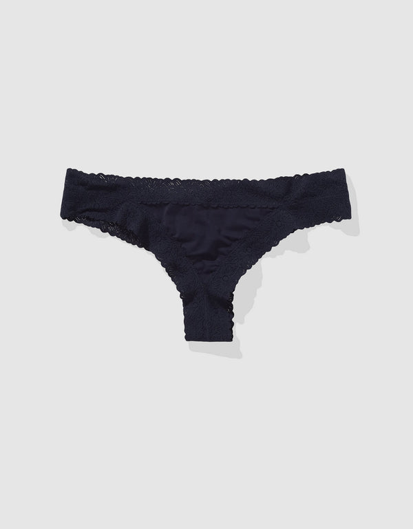 Tanga con encaje de mujer Aerie - Azul