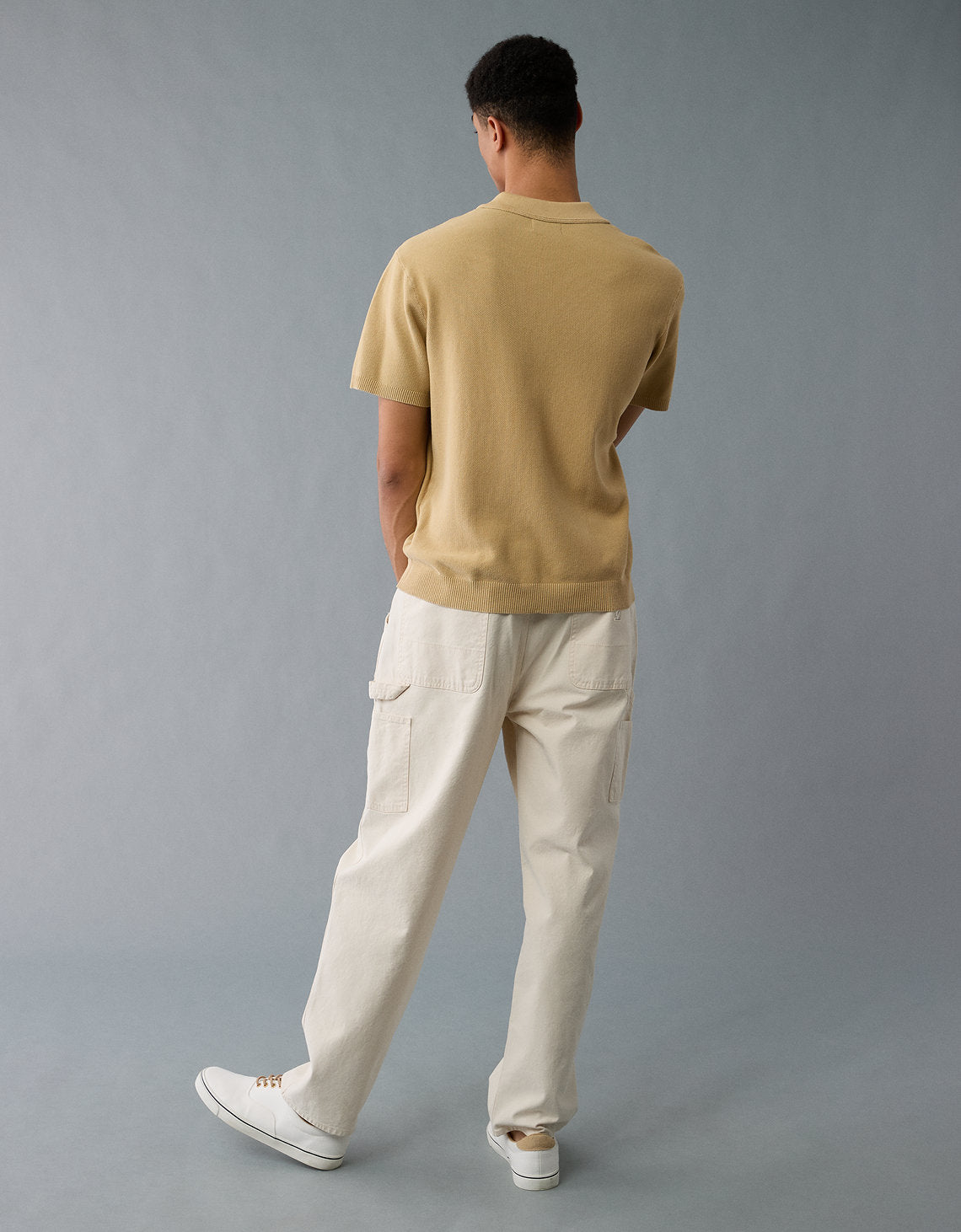 Polo de suéter lavado de fin de semana Ae - Beige 1148_2007_676_ob