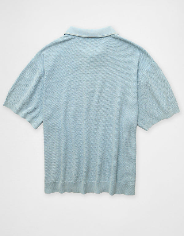 Polo Suéter Lavado en Prenda - Azul