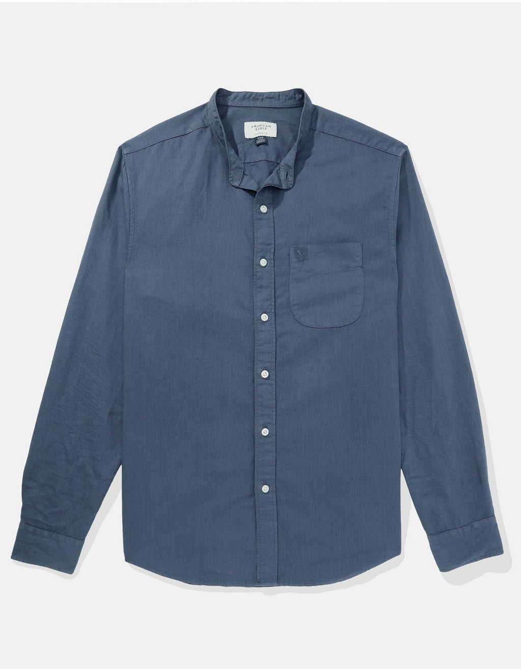 Camisa AE abotonada de lino con cuello - Azul 1152_2369_405_f