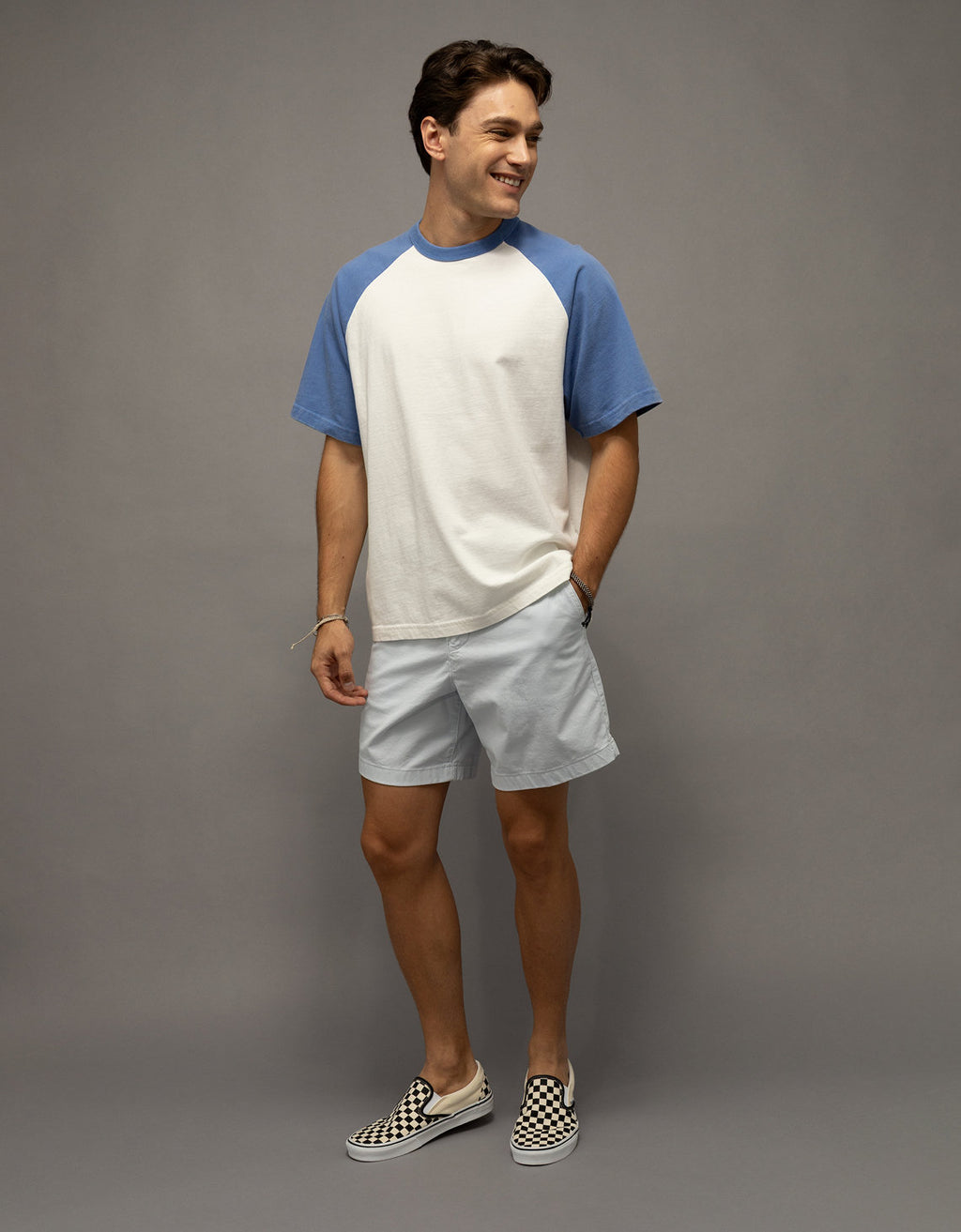 Camiseta de peso pesado relajada con mangas raglán - Blanco 1162_5311_101_of