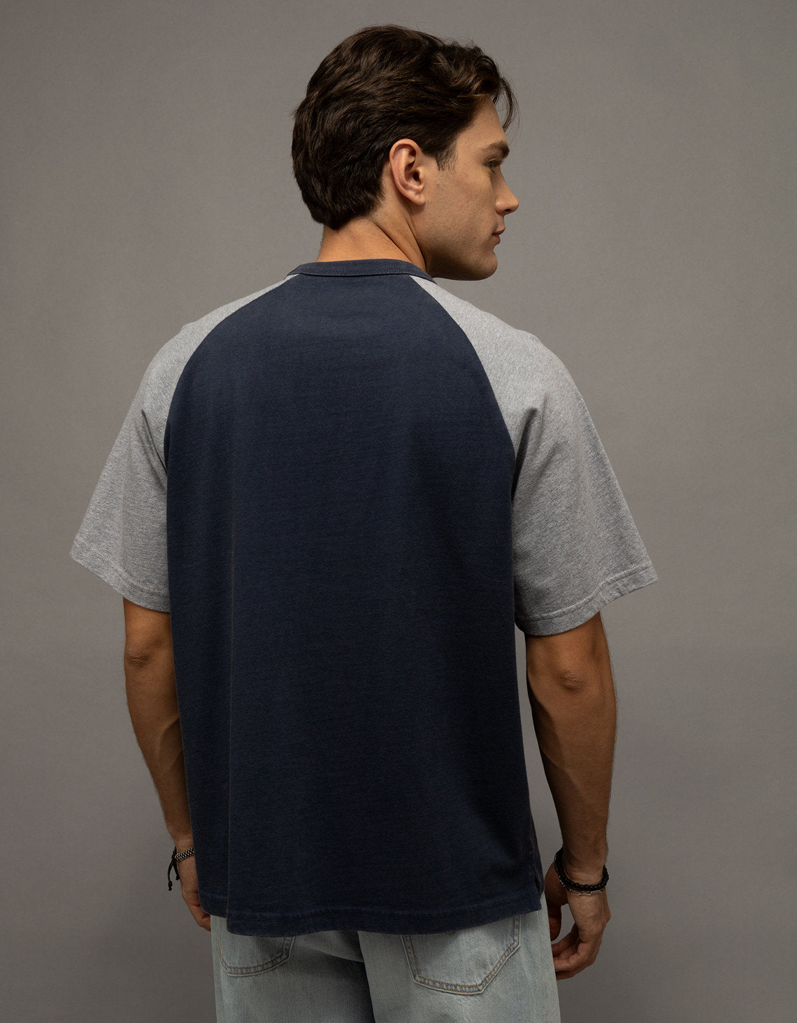 Camiseta de peso pesado relajada con mangas raglán - Azul 1162_5311_410_ob