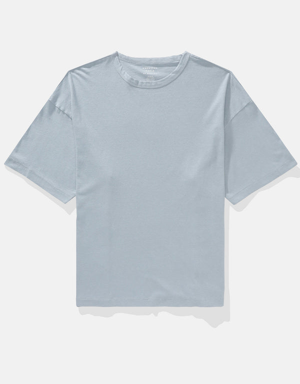 Camiseta de mezcla de lino Ae Boxy - Azul