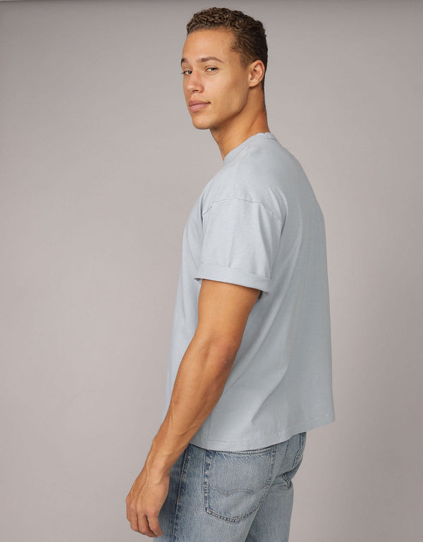 Camiseta de mezcla de lino Ae Boxy - Azul