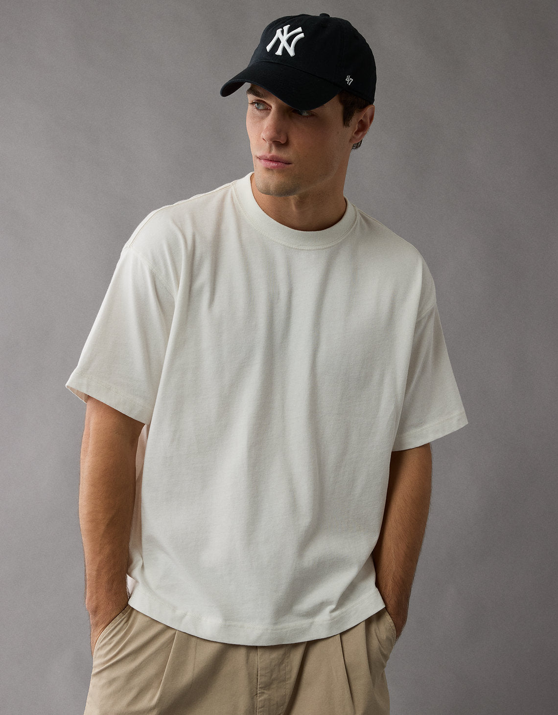 Camiseta de punto afelpado Ae Boxy - Blanco 1164_4436_100_os