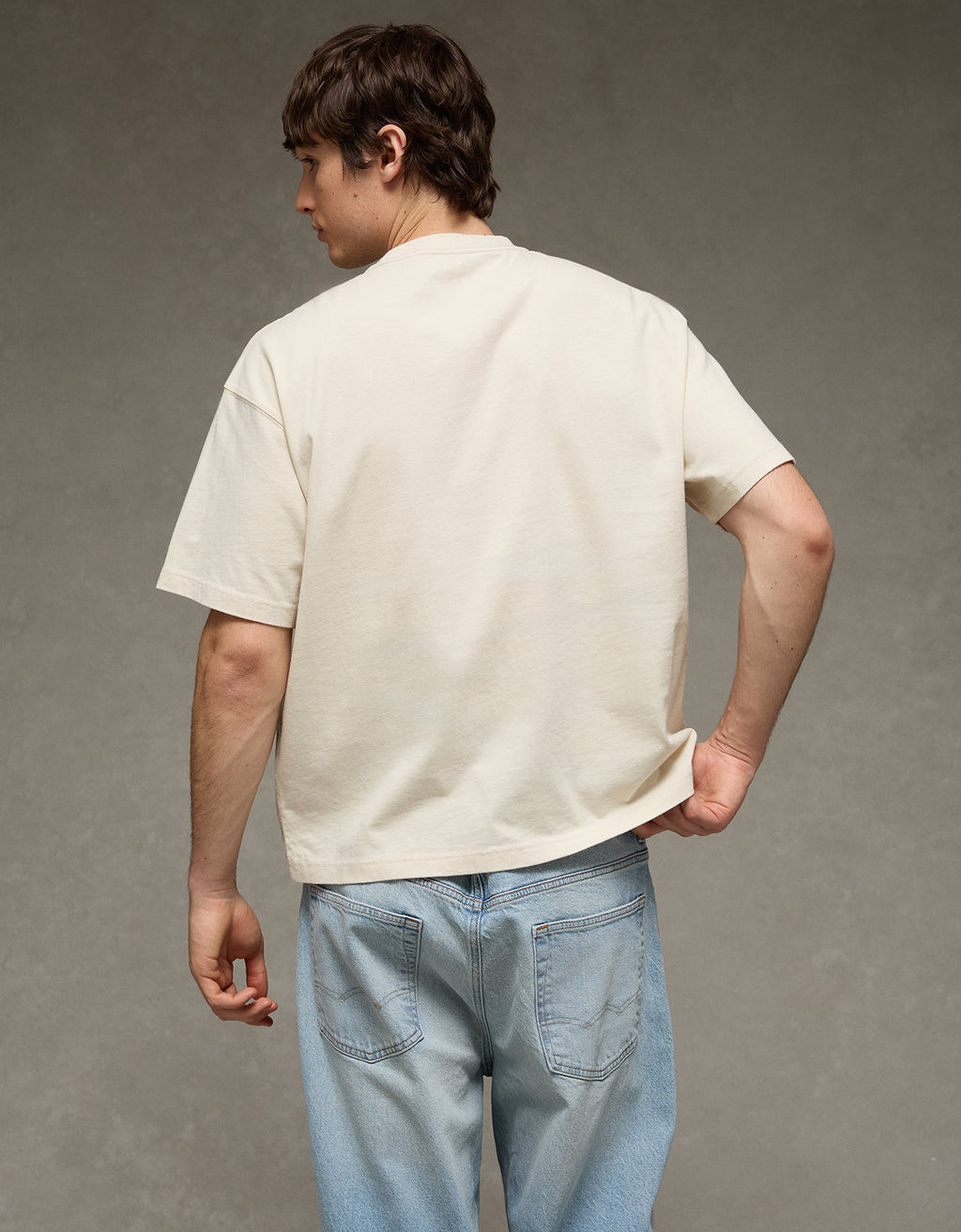 Camiseta de punto afelpado Ae Boxy - Caqui 1164_4436_210_ob