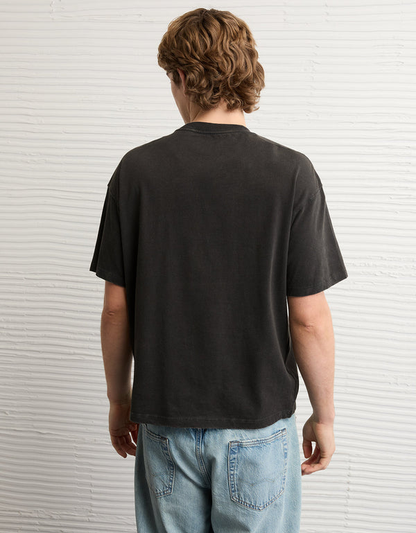 Camiseta Boxy fit afelpado Ae - Negro