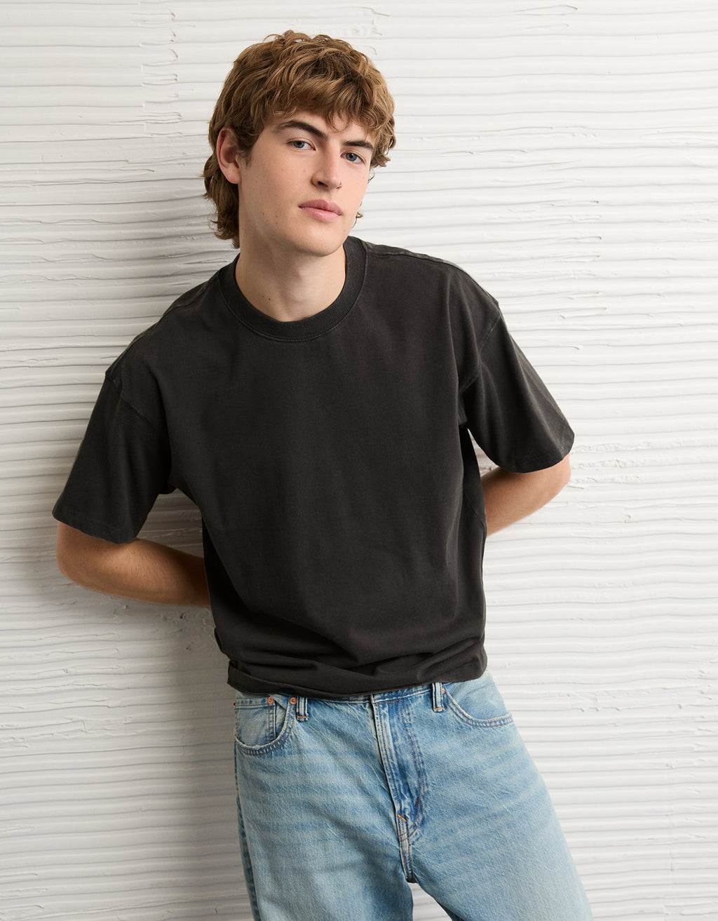 Camiseta Boxy fit afelpado Ae - Negro 1164_4999_094_os