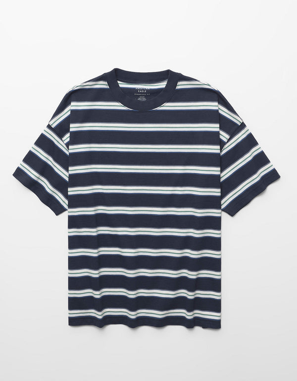 Camiseta Texturizada Relajada de Tejido Grueso Ae - Azul