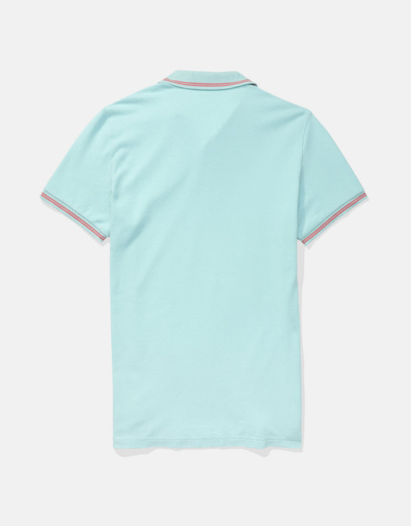 Camiseta Polo en Pique Ae con Logo - Azul