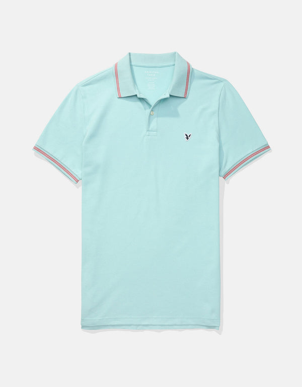 Camiseta Polo en Pique Ae con Logo - Azul