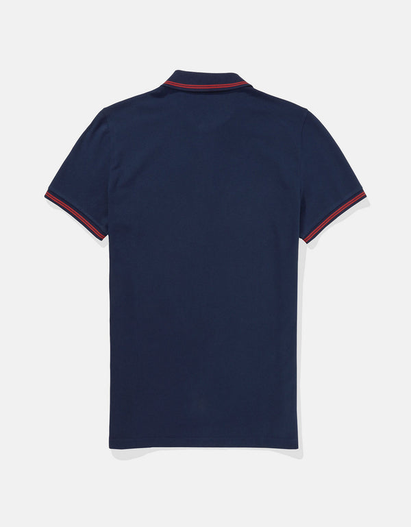 Camiseta Polo en Pique Ae con Logo - Azul