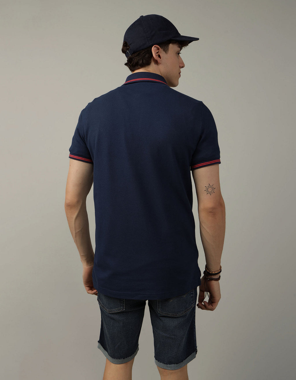 Camiseta Polo en Pique Ae con Logo - Azul 1165_2902_483_ob