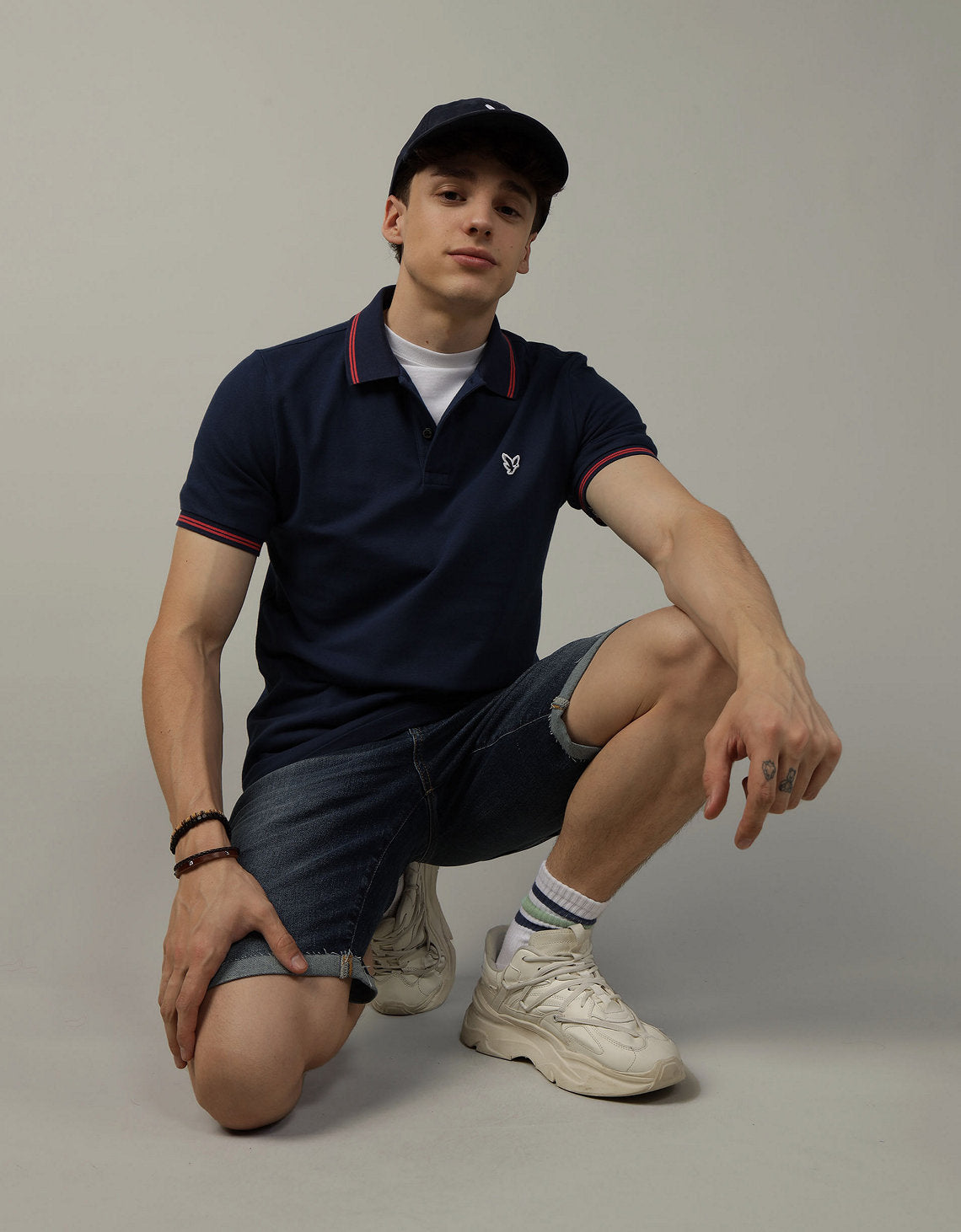 Camiseta Polo en Pique Ae con Logo - Azul 1165_2902_483_of