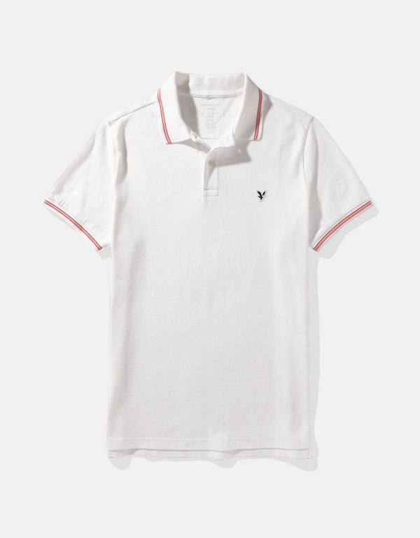Camiseta tipo polo de piqué de hombre AE - Blanco