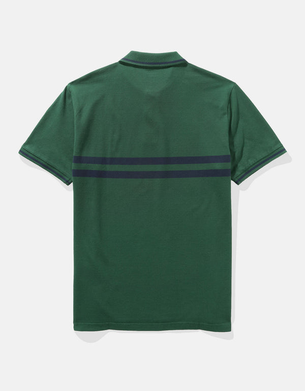 Camiseta Tipo Polo Manga Corta a Rayas Hombre AE - Verde