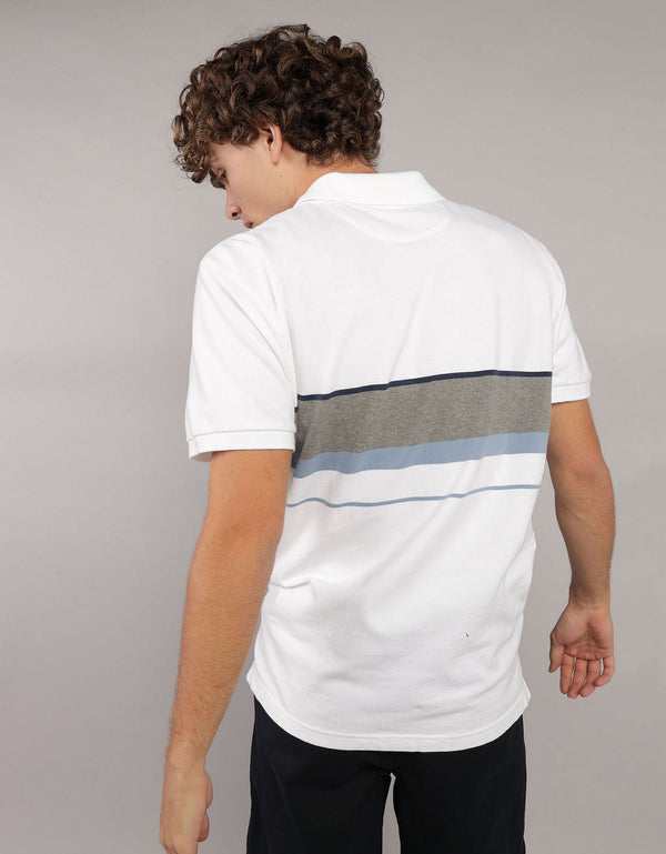 Camiseta Tipo Polo Manga Corta Hombre AE - Blanco