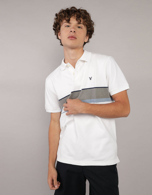 Camiseta Tipo Polo Manga Corta Hombre AE - Blanco