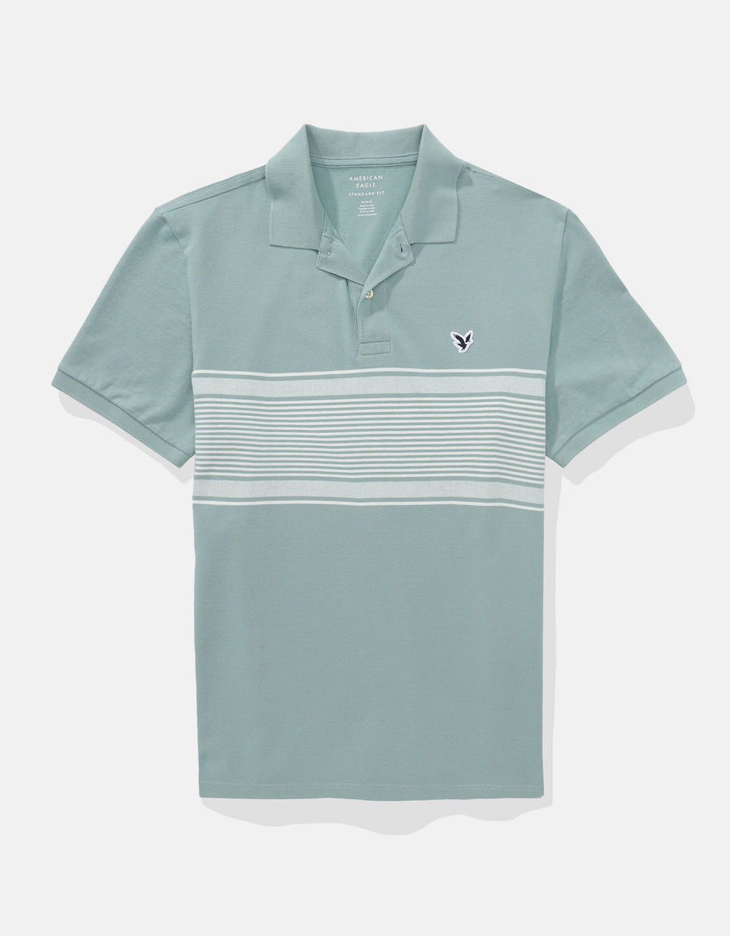 Camiseta Polo de Rayas con Logo de Ae - Verde 1165_4394_395_f