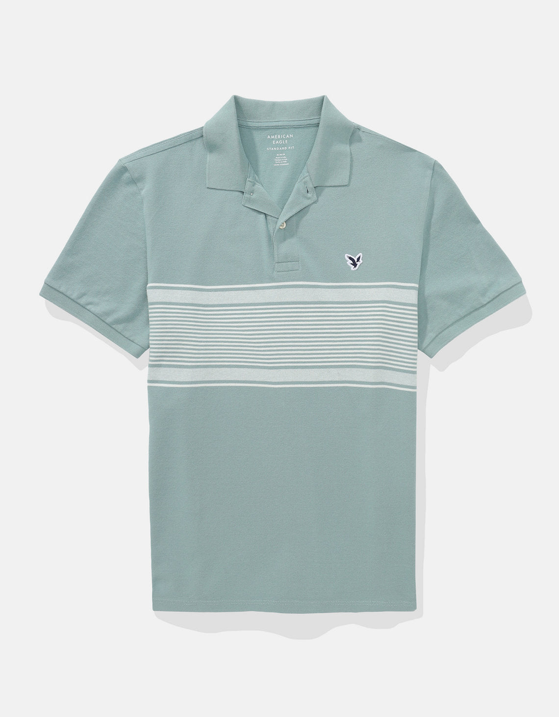 Camiseta Polo de Rayas con Logo de Ae - Verde 1165_4394_395_f