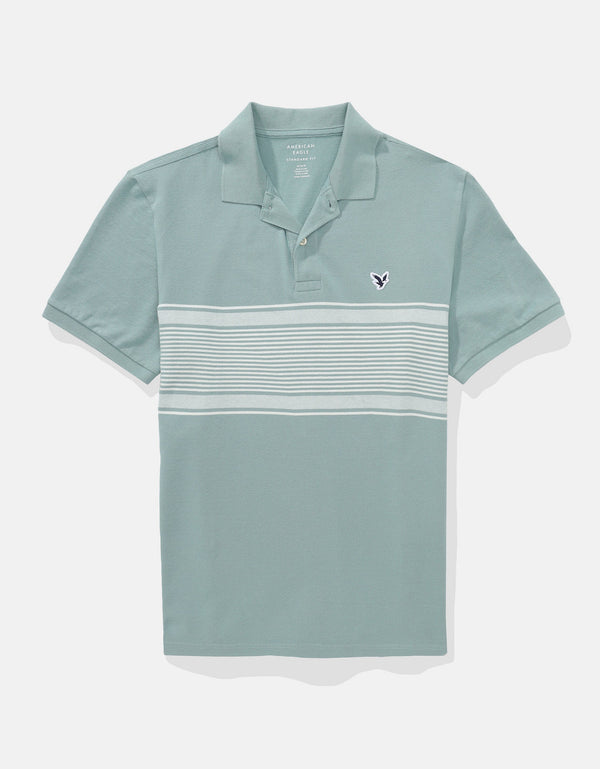 Camiseta Polo de Rayas con Logo de Ae - Verde
