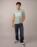 Camiseta Polo de Rayas con Logo de Ae - Verde 1165_4394_395_of