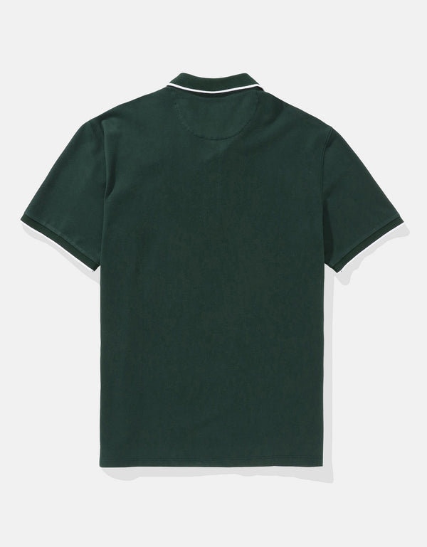 Polo de Piqué Elástico con Apariencia Desgastada para Hombre - Verde