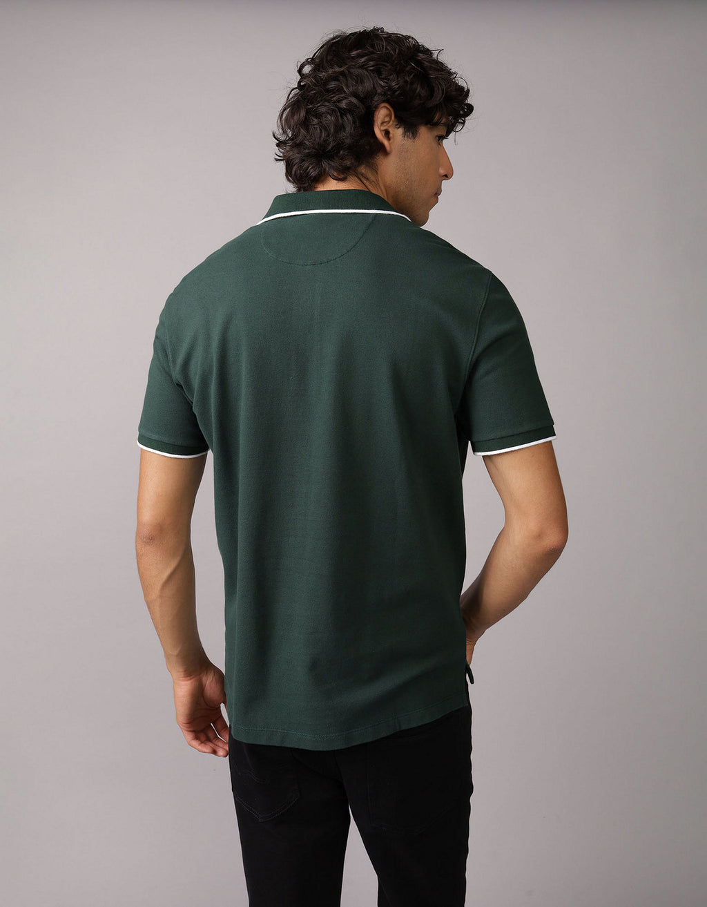 Polo de Piqué Elástico con Apariencia Desgastada para Hombre - Verde 1165_4559_300_ob