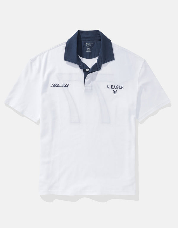 Polo Piqué Gráfico Ae - Blanco
