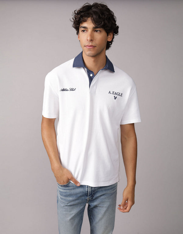 Polo Piqué Gráfico Ae - Blanco