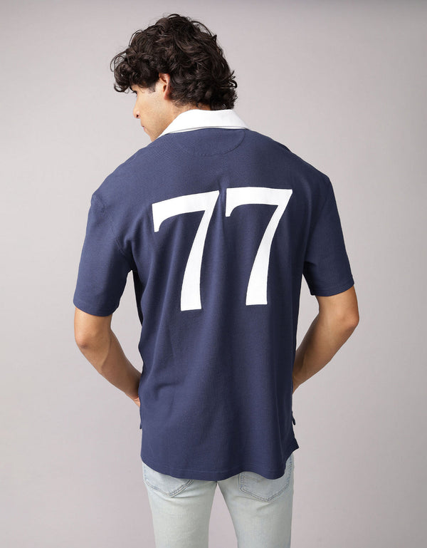 Polo Piqué Gráfico Ae - Azul