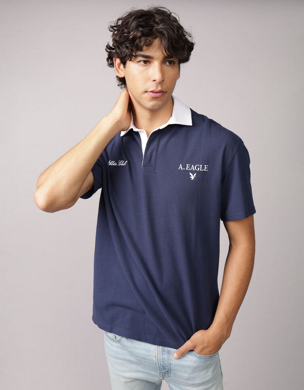 Polo Piqué Gráfico Ae - Azul