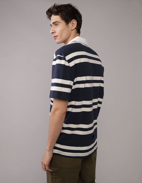 Camiseta Polo Ajustada de Piqué Flex Ae - Naval