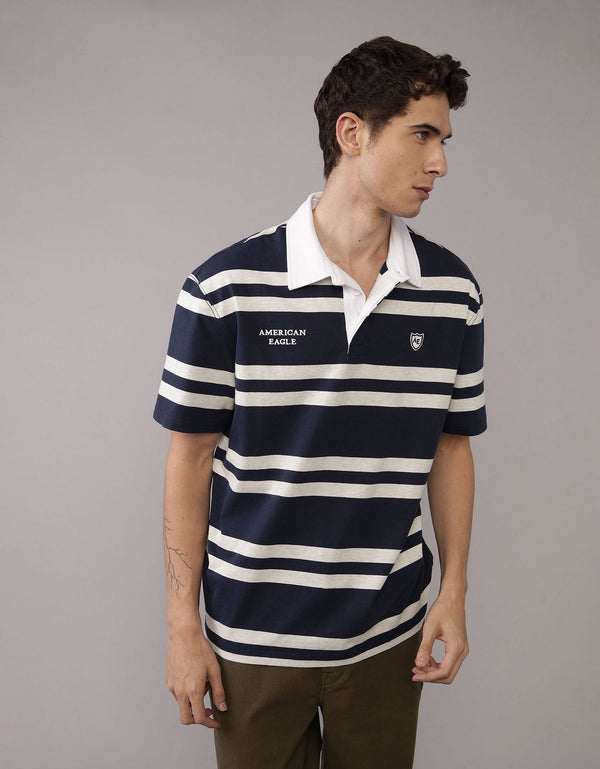 Camiseta Polo Ajustada de Piqué Flex Ae - Naval