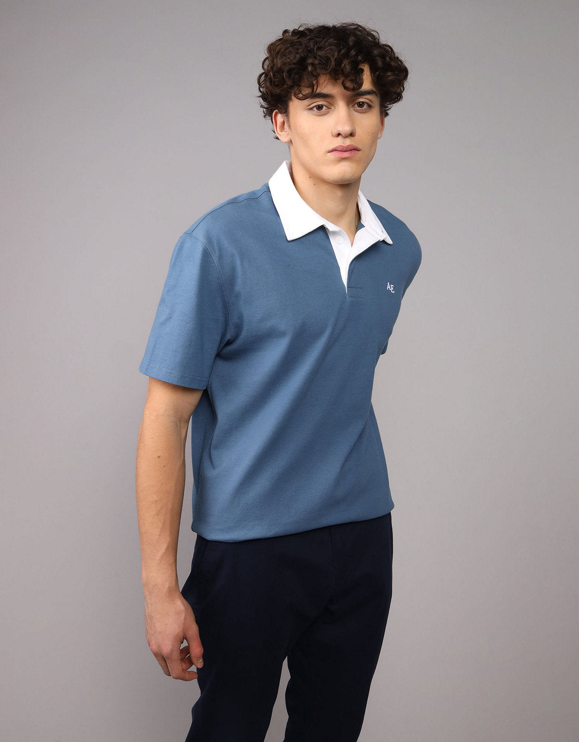 Polo Piqué Gráfico Ae - Azul 1165_4881_410_of