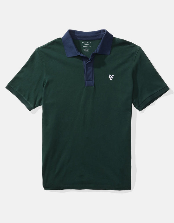 Camiseta Tipo Polo Slim Fit Ae - Verde