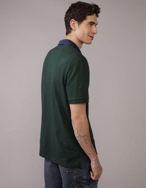 Camiseta Tipo Polo Slim Fit Ae - Verde