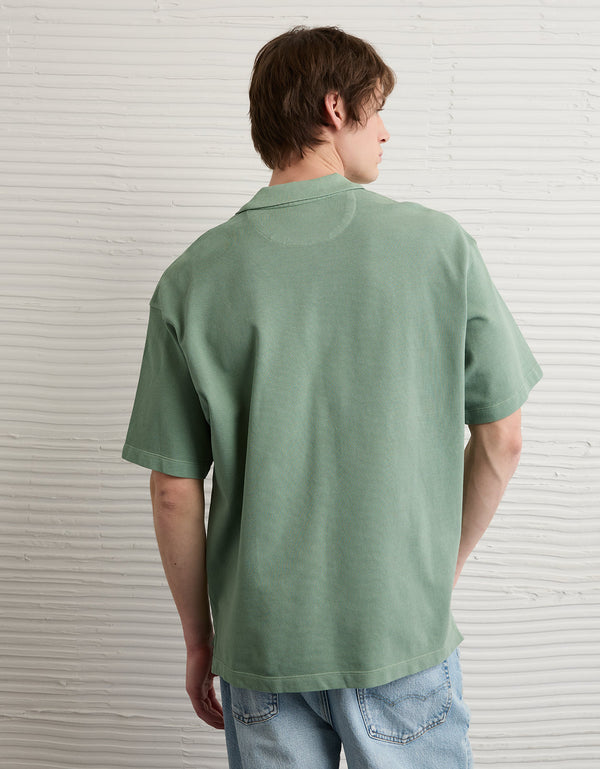 Camiseta Tipo Polo Boxy Ae - Verde