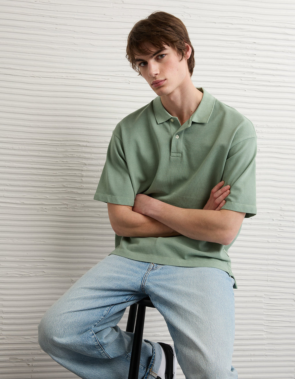 Camiseta Tipo Polo Boxy Ae - Verde 1165_4983_300_of
