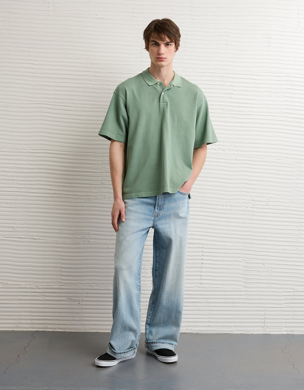 Camiseta Tipo Polo Boxy Ae - Verde 1165_4983_300_os